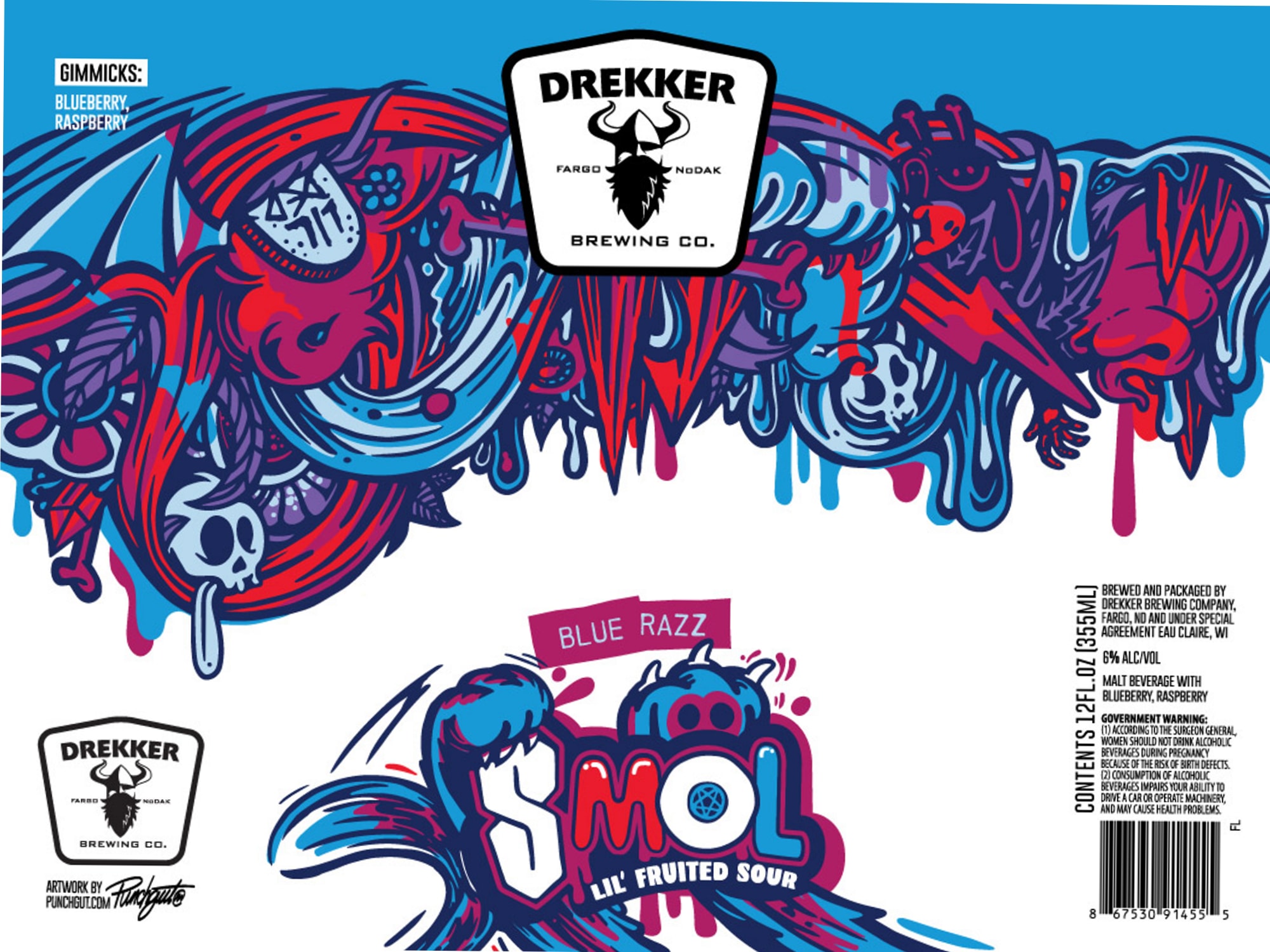 Blue Razz Smol by Drekker Brewing Co. - beer label