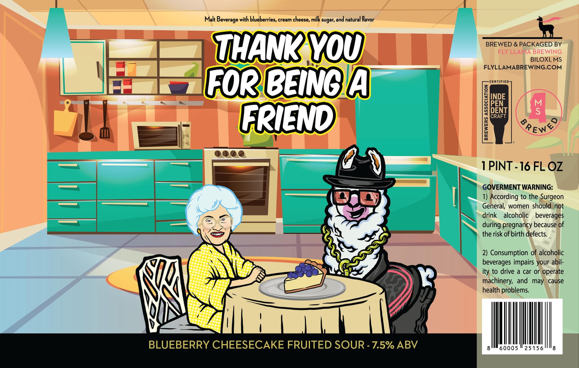 Blueberry Cheesecake Fruited Sour by Fly Llama Brewing - beer label