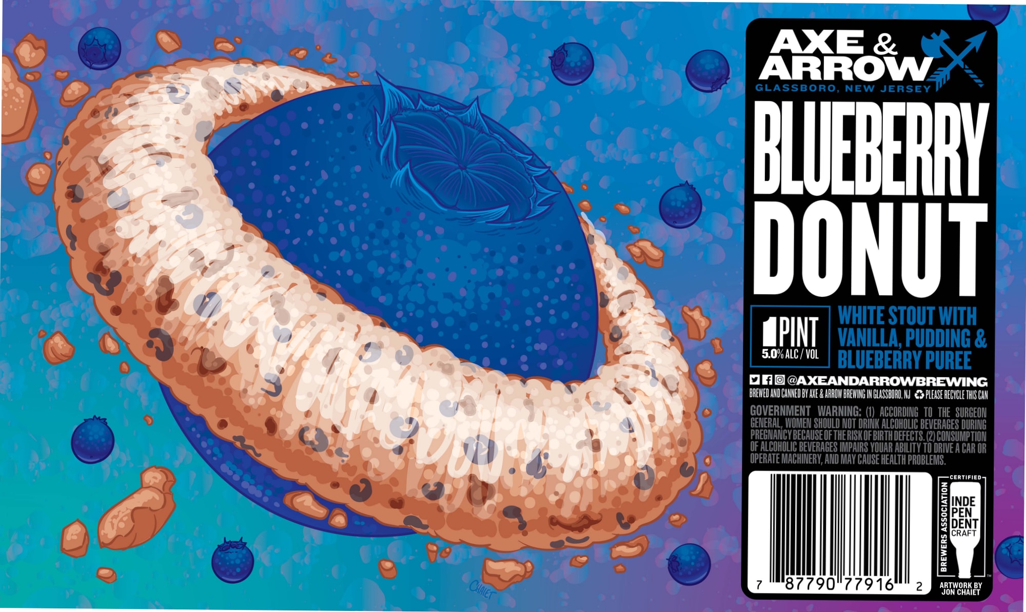 Blueberry Donut by Axe & Arrow Brewing - beer label