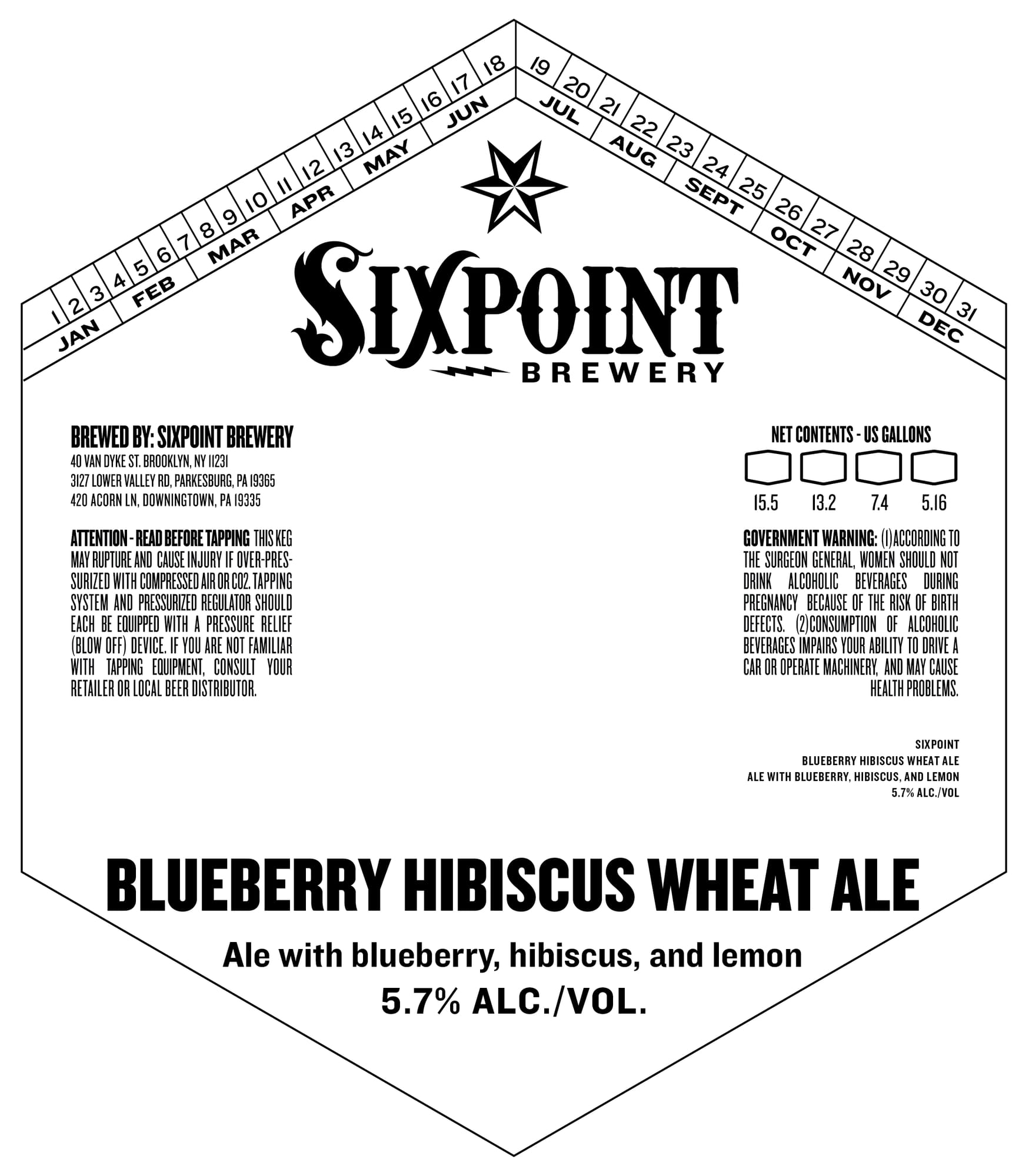 Blueberry Hibiscus Wheat Ale by Sixpoint Brewery - beer label
