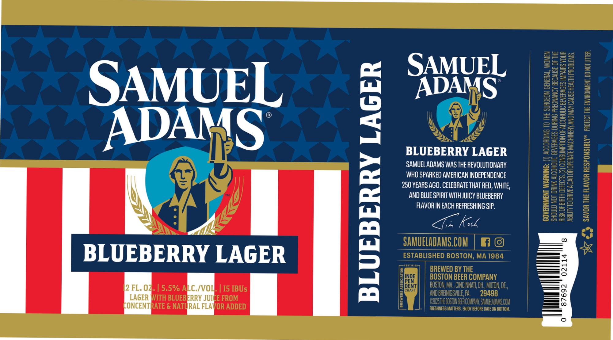 Blueberry Lager by Samuel Adams - beer label