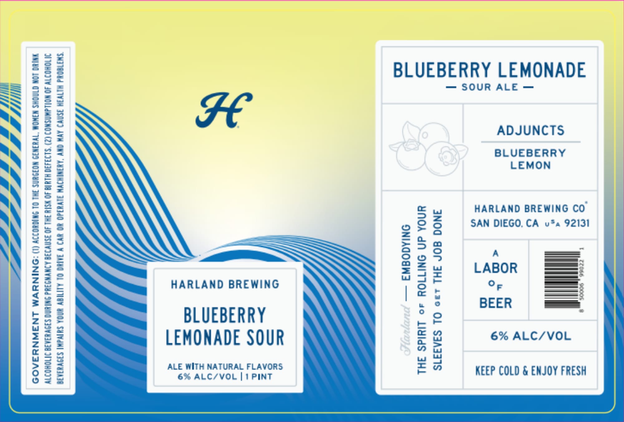 Blueberry Lemonade Sour by Harland Brewing Co. - beer label