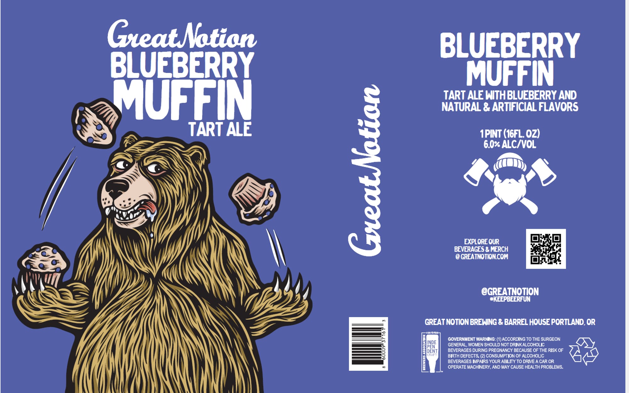 Blueberry Muffin by Great Notion Brewing - beer label