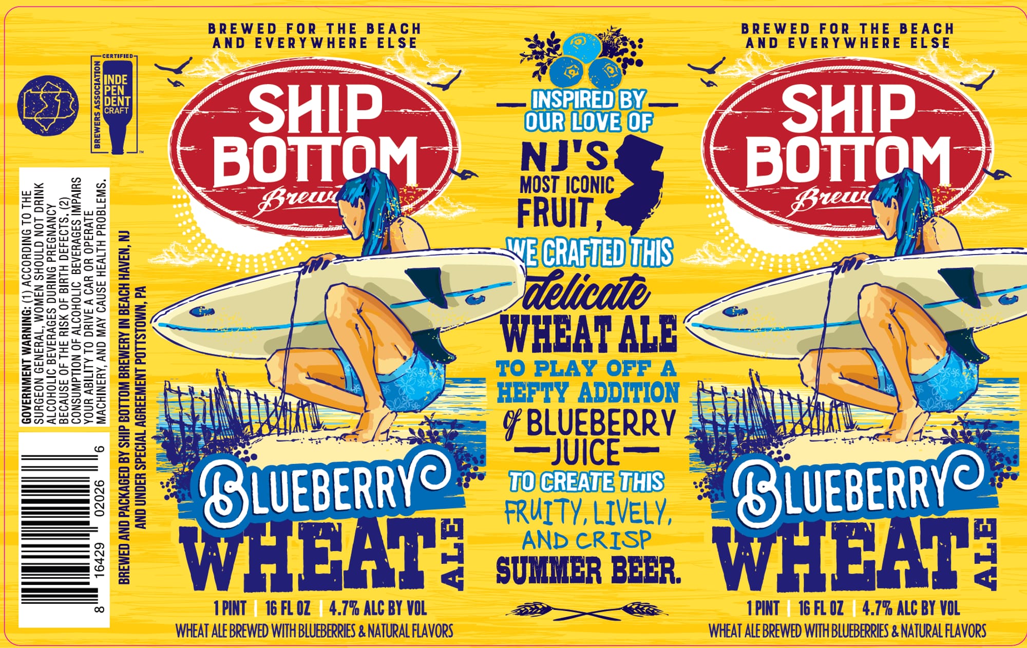 Blueberry Wheat Ale by Ship Bottom Brewery - beer label