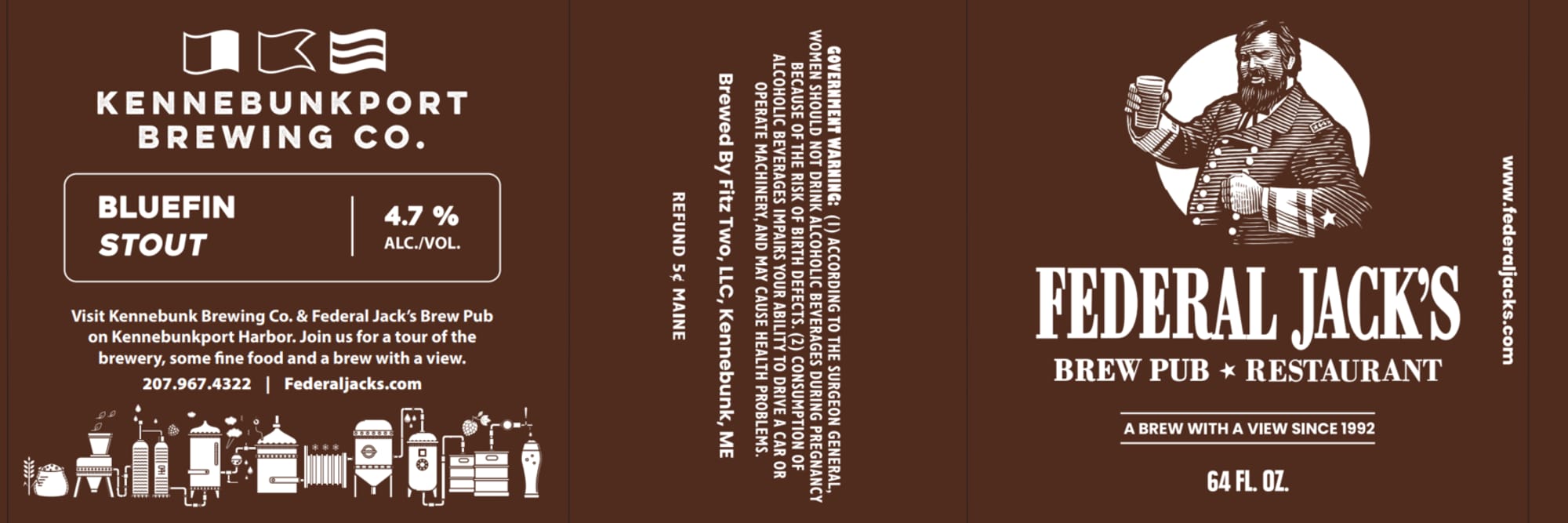 Bluefin Stout by Kennebunkport Brewing Co. / Federal Jack’s - beer label