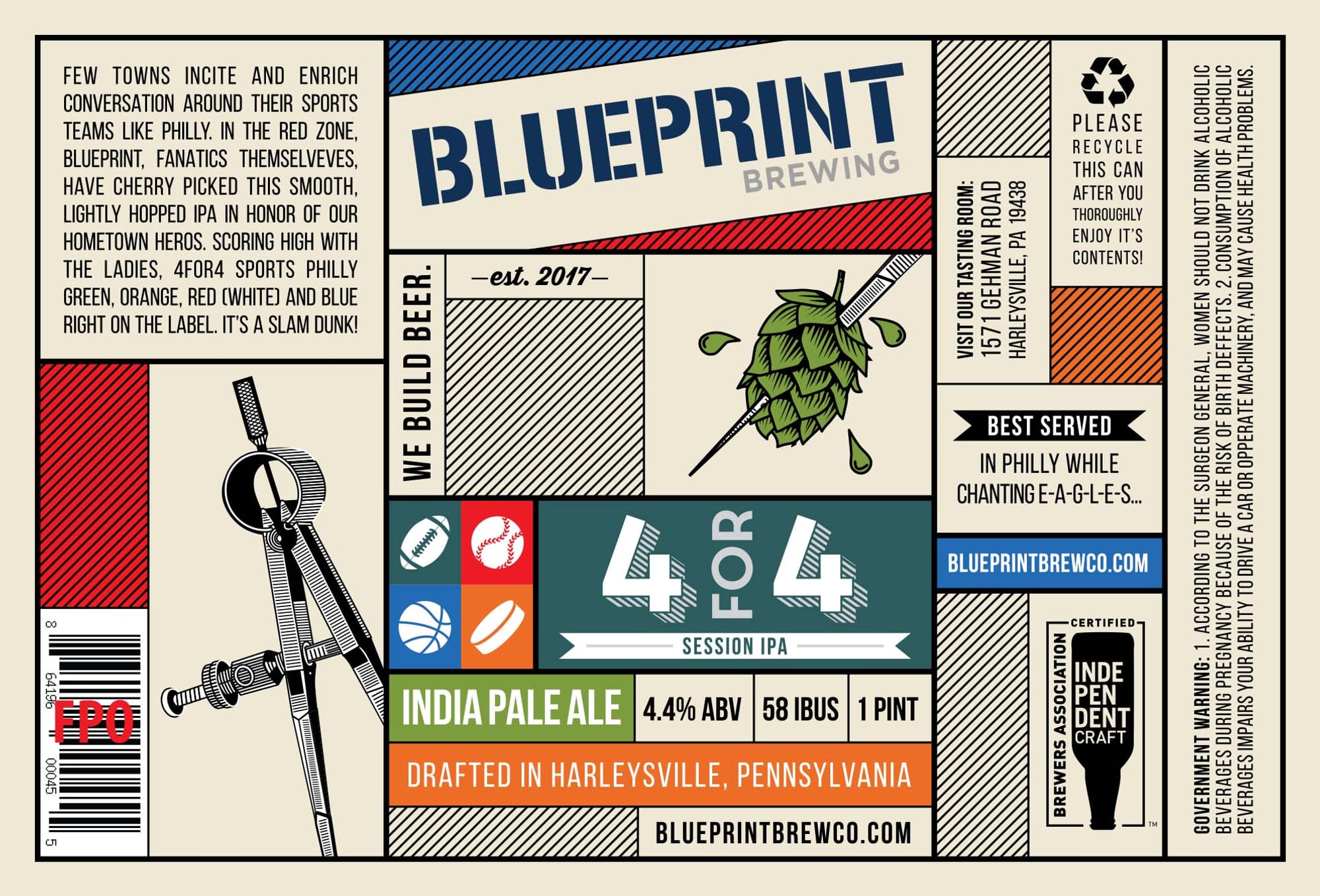 4 for 4 Session IPA by Blueprint Brewing - beer label