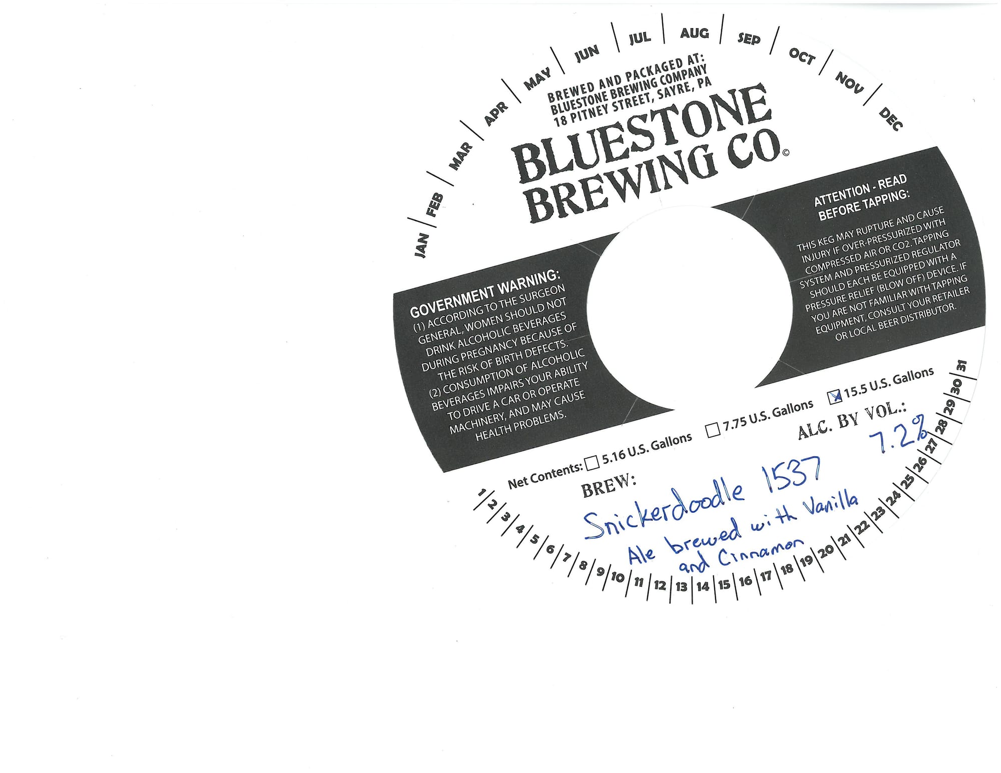 Snickerdoodle Ale by Bluestone Brewing Company - beer label