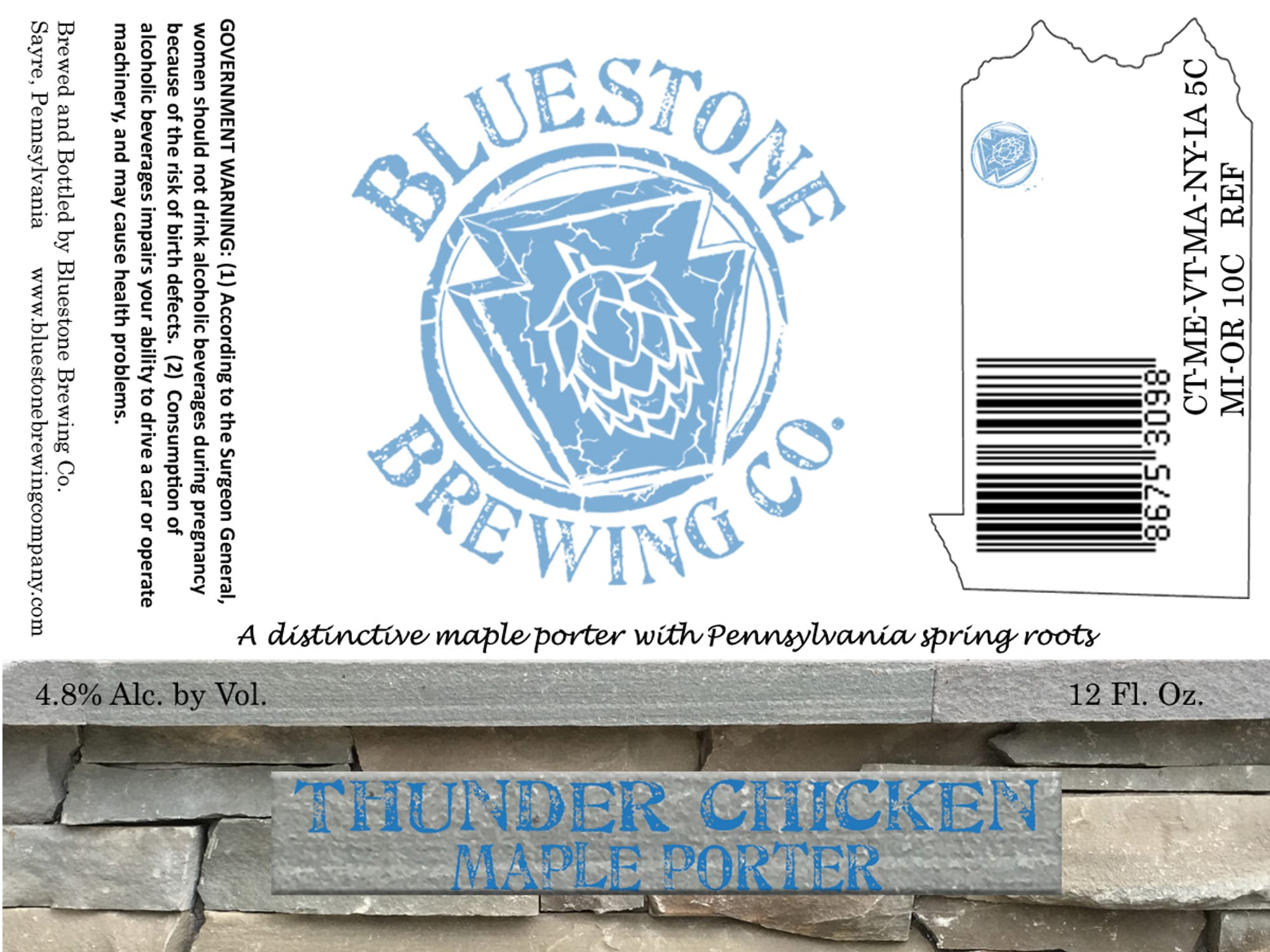 Thunder Chicken Maple Porter by Bluestone Brewing Co. - beer label