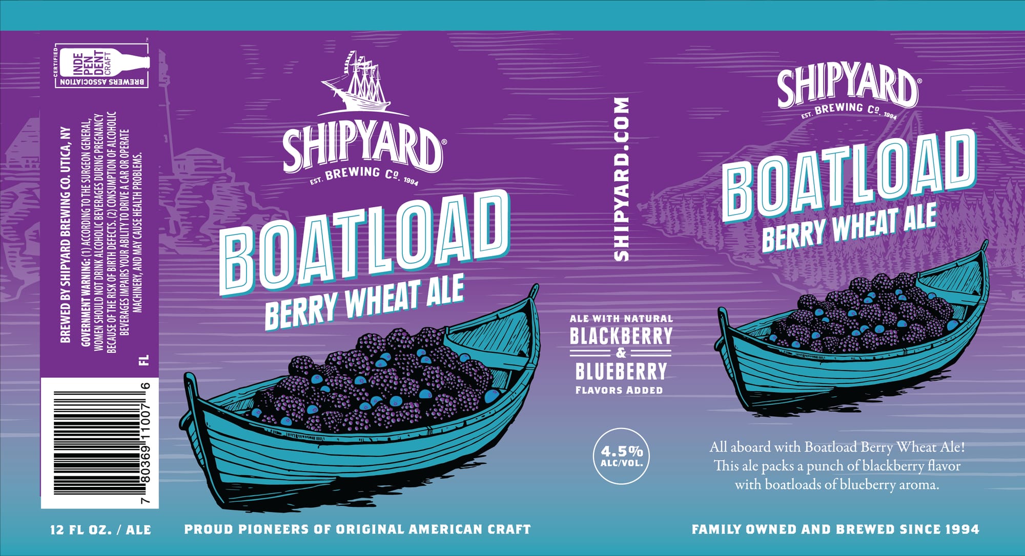 Boatload Berry Wheat Ale by Shipyard Brewing Co. - beer label