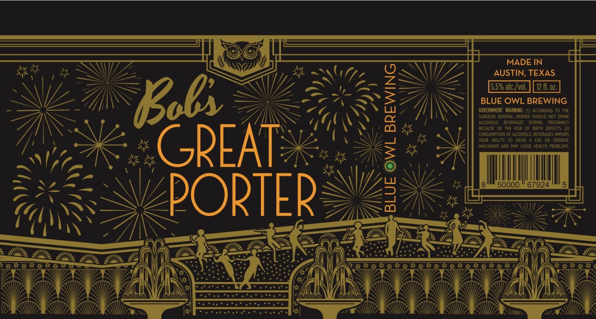 Bob’s Great Porter by Blue Owl Brewing - beer label