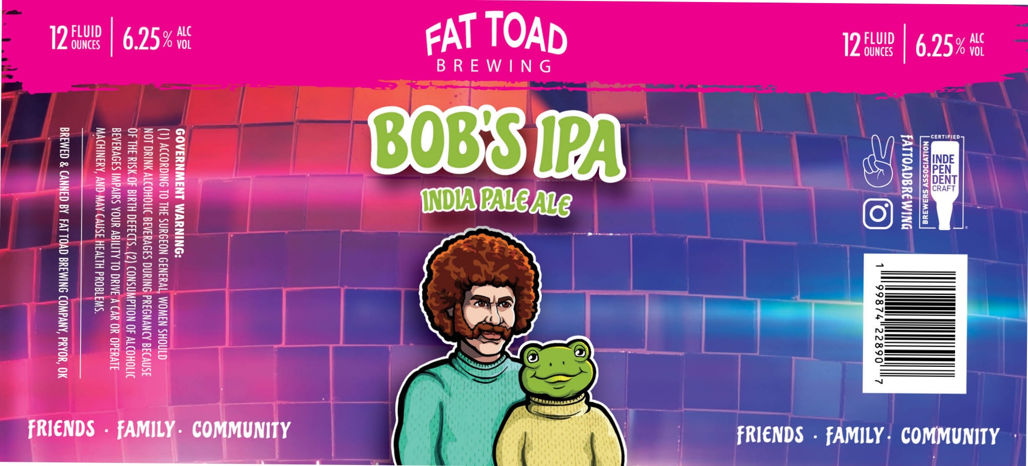 Bob’s IPA by Fat Toad Brewing - beer label