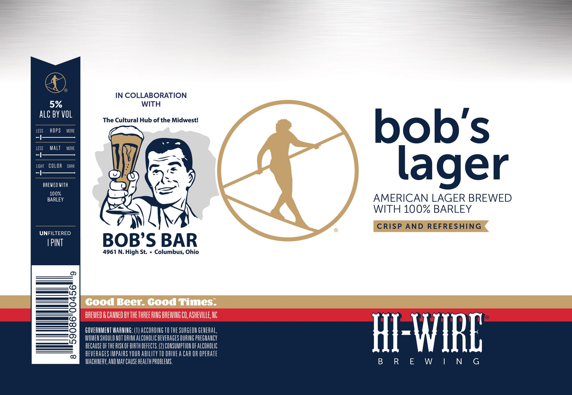 Bob's Lager by Hi-Wire Brewing - beer label