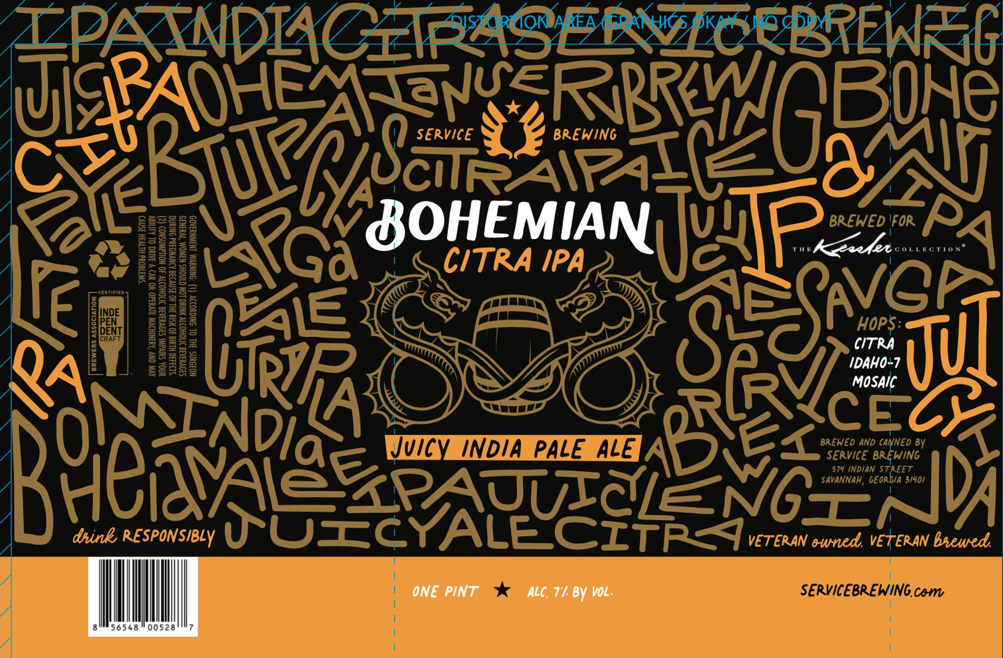 Bohemian Citra IPA by Service Brewing - beer label