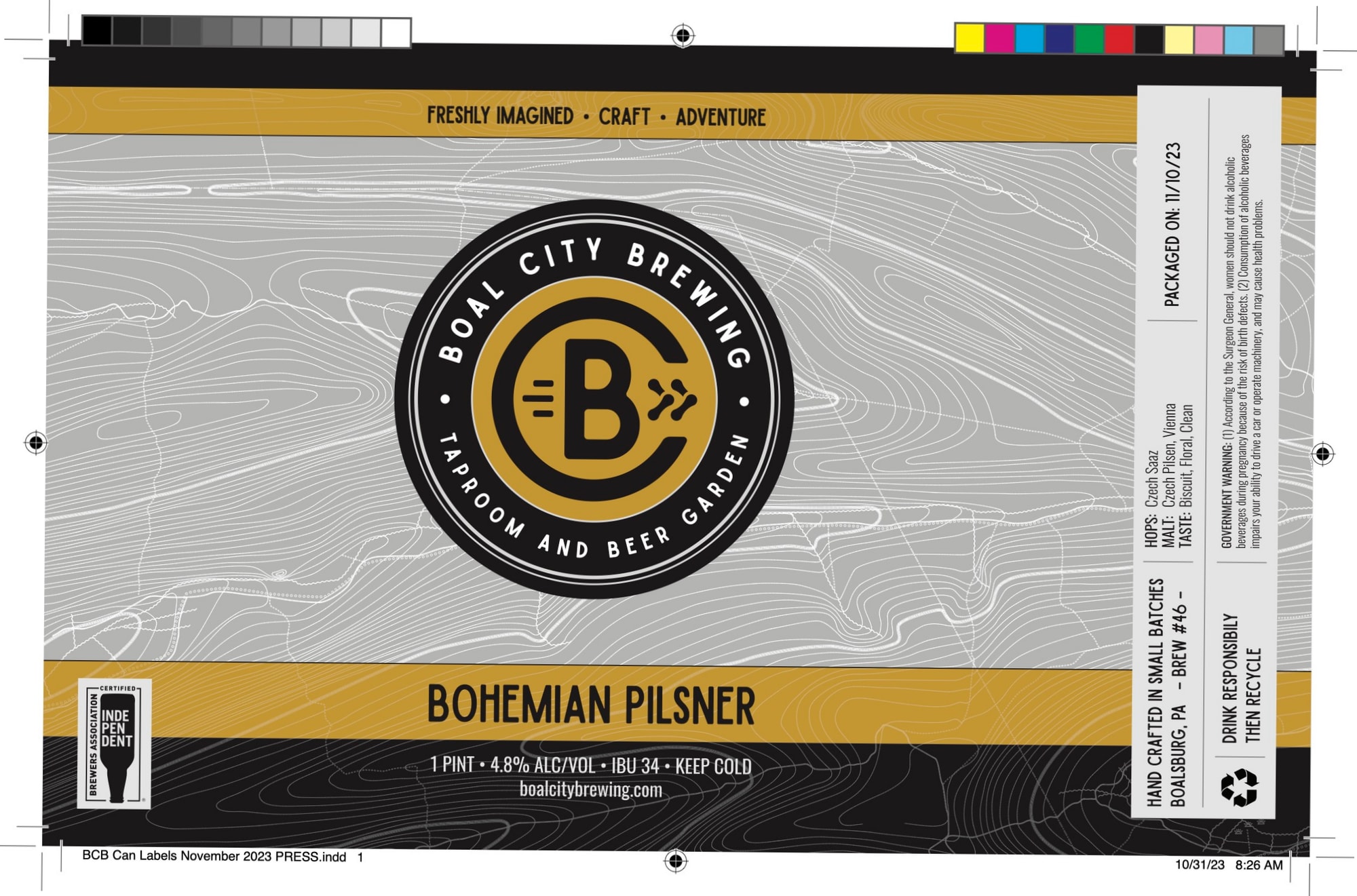 Bohemian Pilsner by Boal City Brewing - beer label