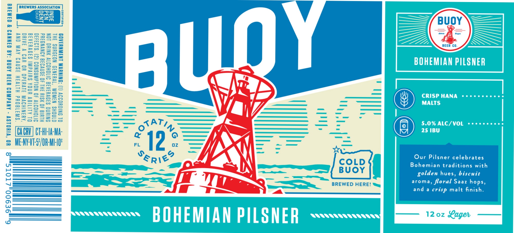 Bohemian Pilsner by Buoy Beer Co. - beer label