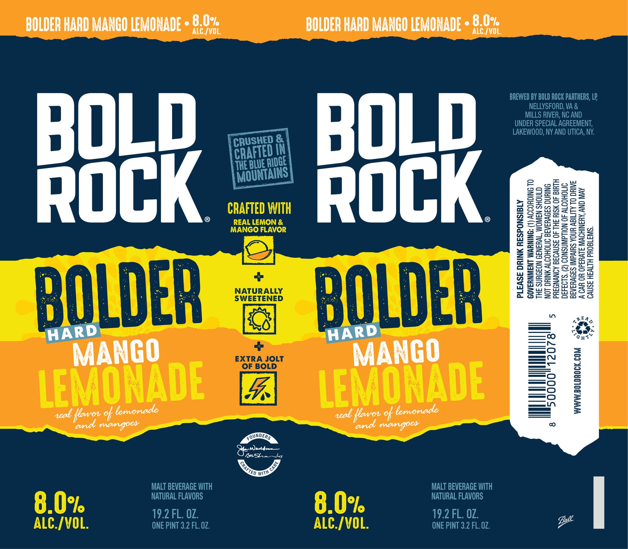 Bold Rock Hard Mango Lemonade by Bold Rock Hard Cider - beer label