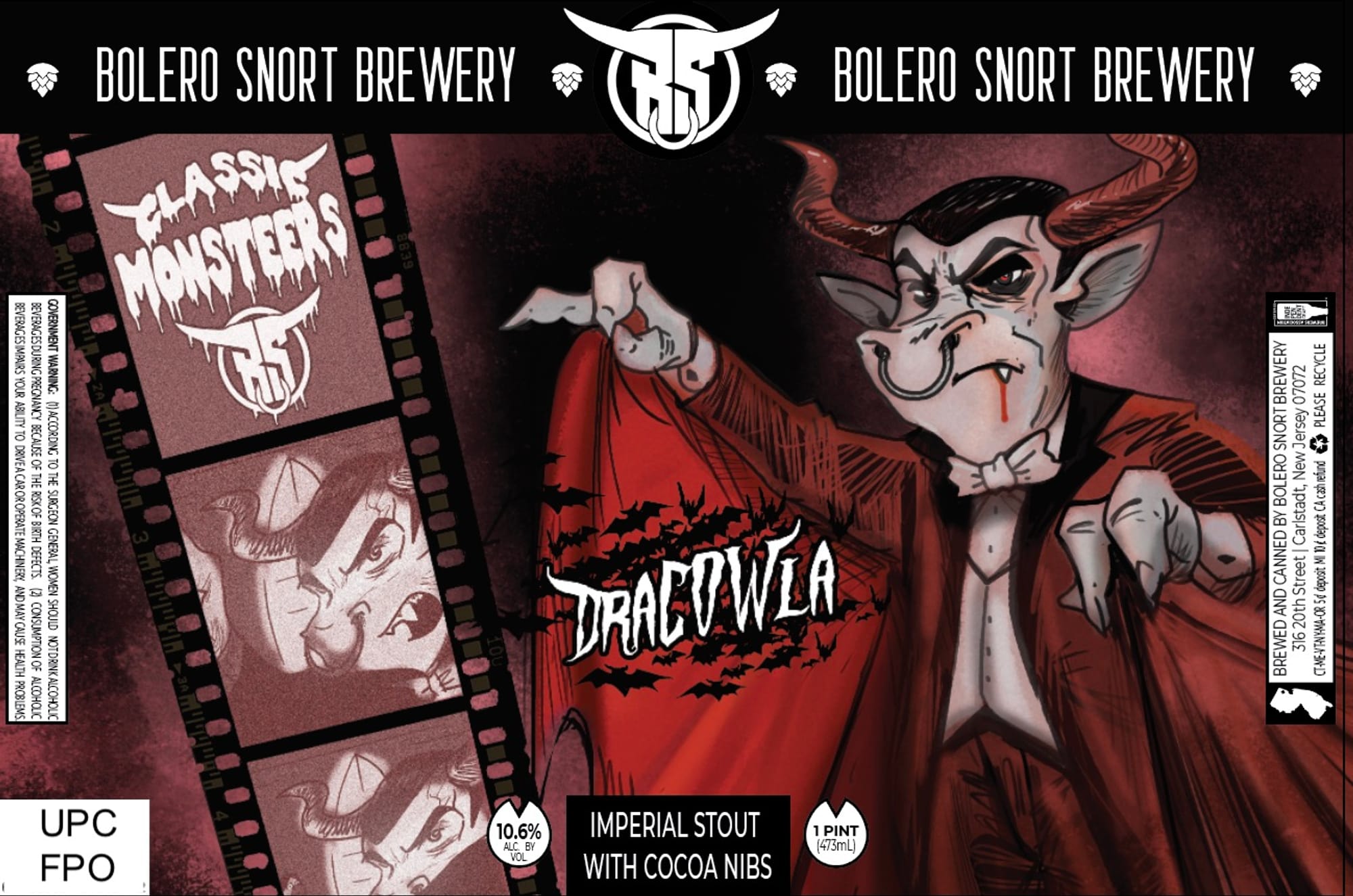 Classic Monsters: Dracula by Bolero Snort Brewery - beer label