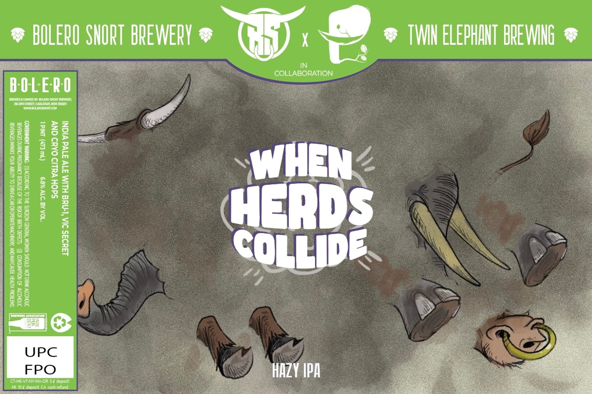 When Herds Collide by Bolero Snort Brewery x Twin Elephant Brewing - beer label