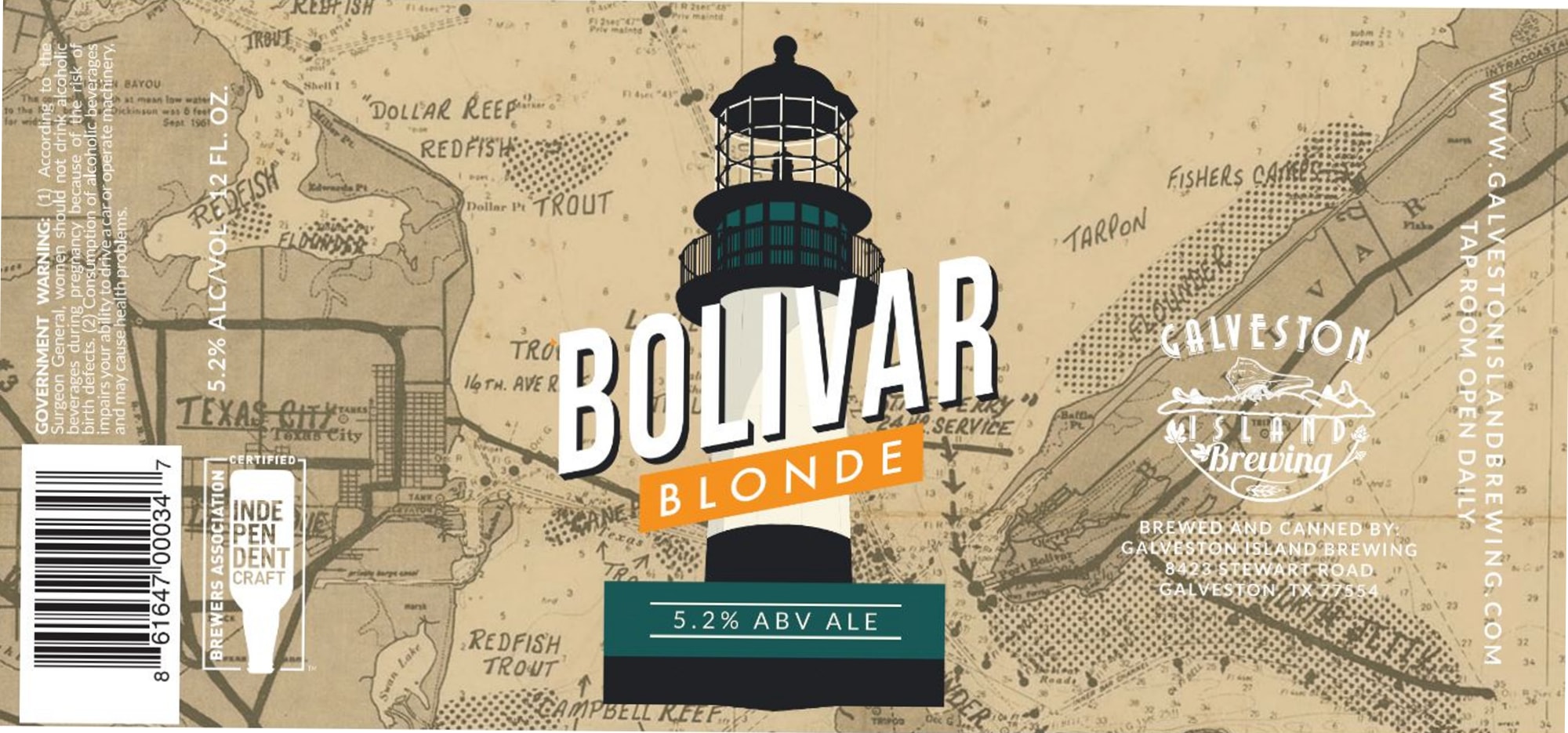 Bolivar Blonde by Galveston Island Brewing - beer label
