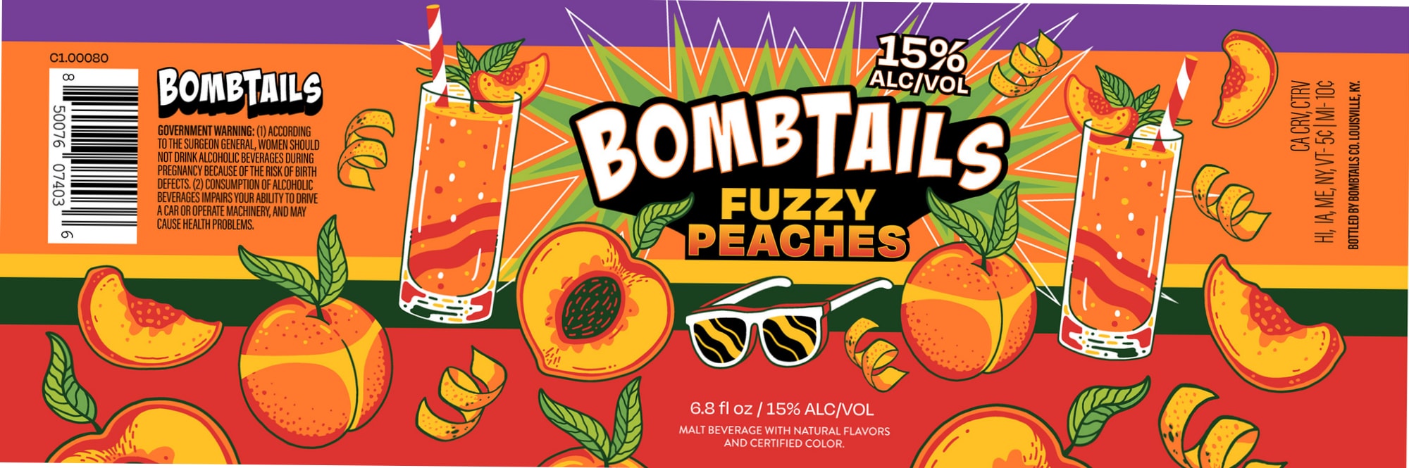 Bombtails Fuzzy Peaches by Bombtails Co. - beer label