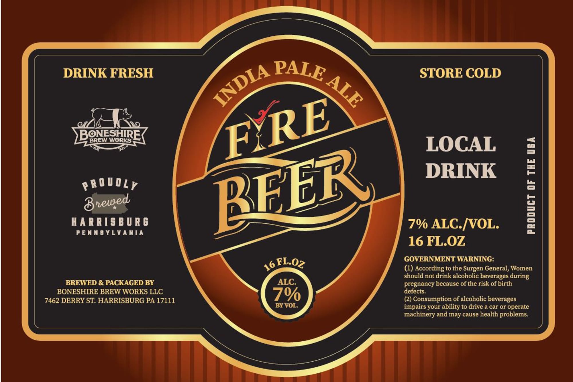 Fire Beer by Boneshire Brew Works - beer label
