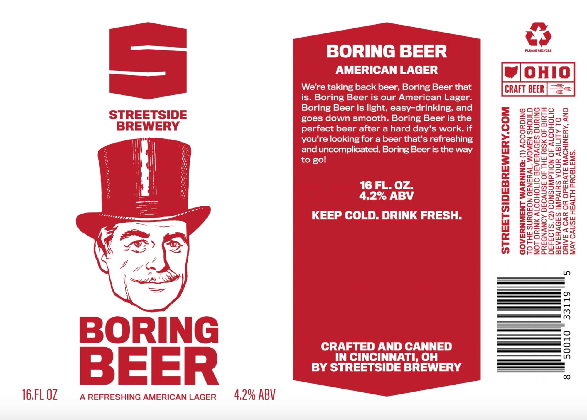 Boring Beer by Streetside Brewery - beer label