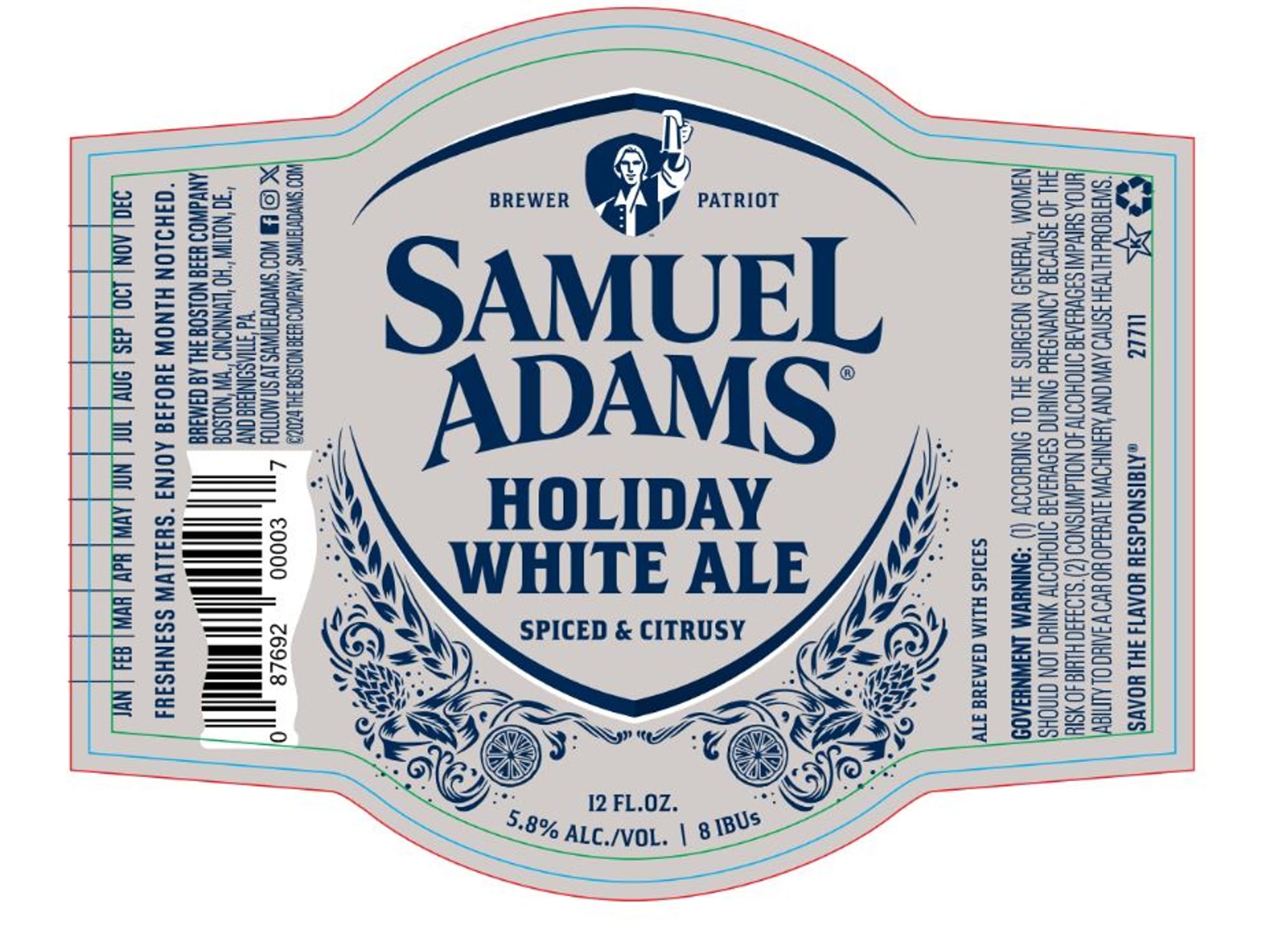 Holiday White Ale by Samuel Adams - beer label