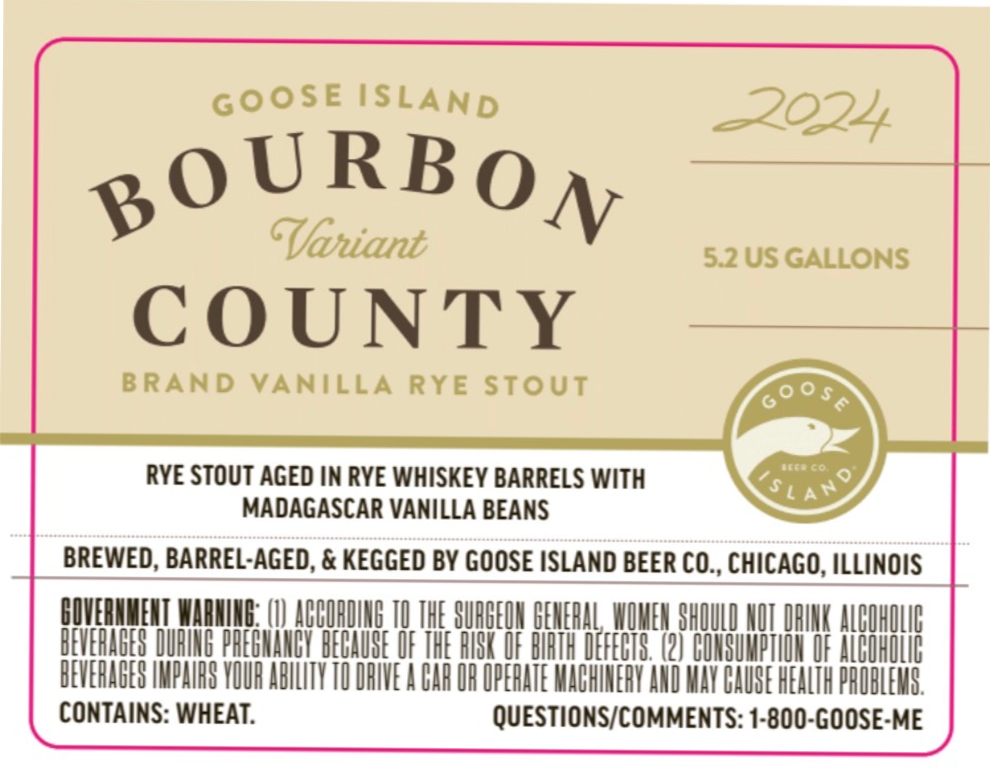 Bourbon County Brand Vanilla Rye Stout by Goose Island - beer label