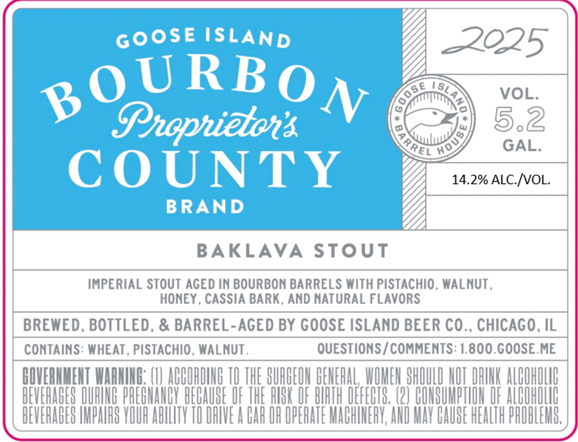 Bourbon County Proprietor's Stout Baklava by Goose Island - beer label