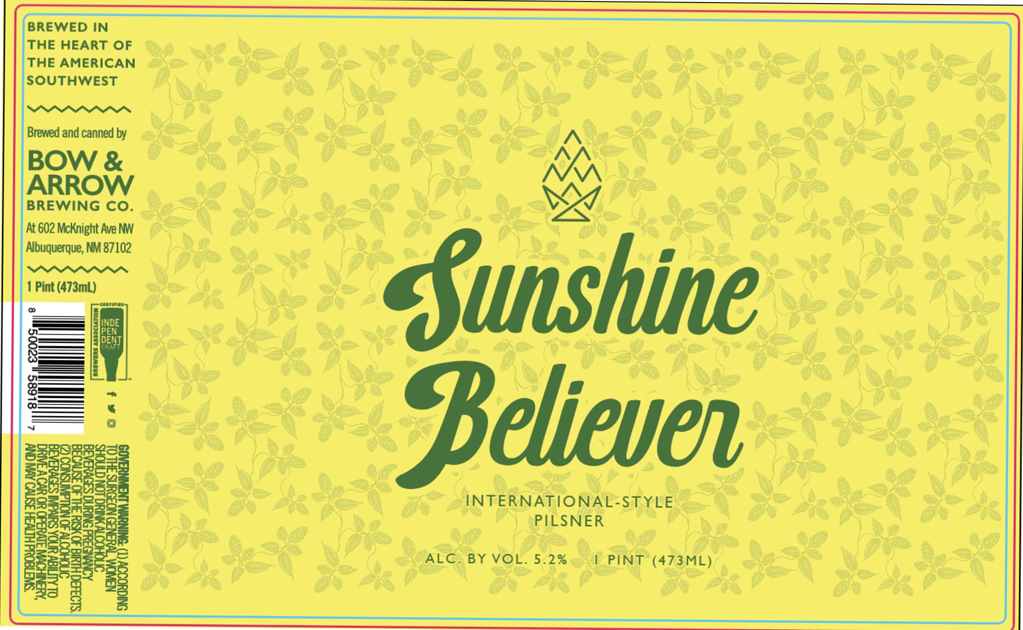 Sunshine Believer by Bow & Arrow Brewing Co. - beer label