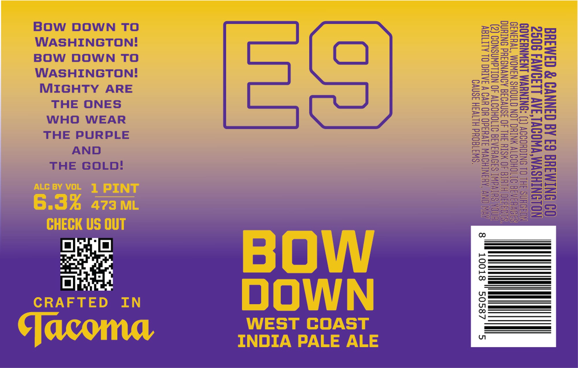 Bow Down! by E9 Brewing Co - beer label