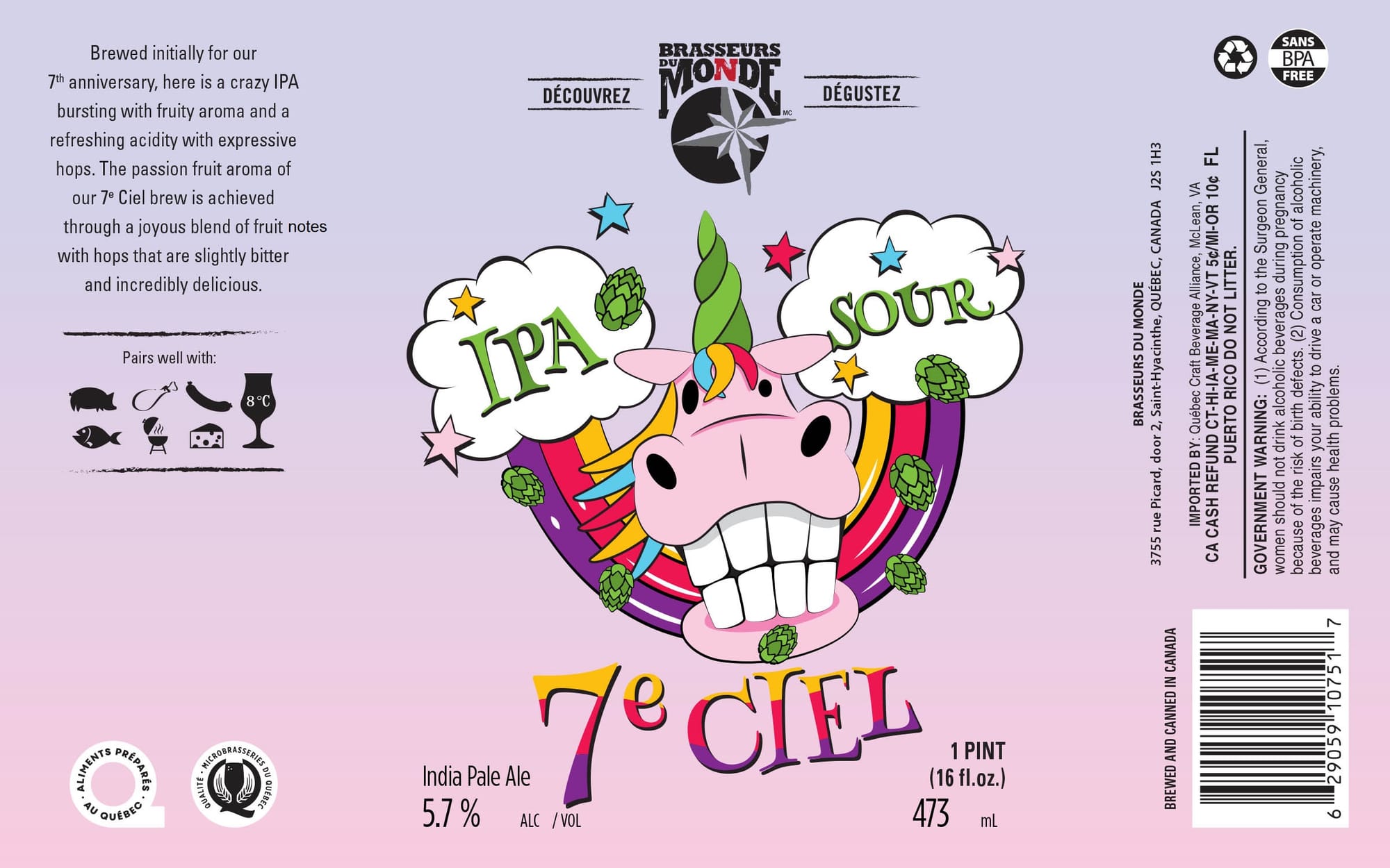 7e Ciel by Brasserie du Monde - beer label