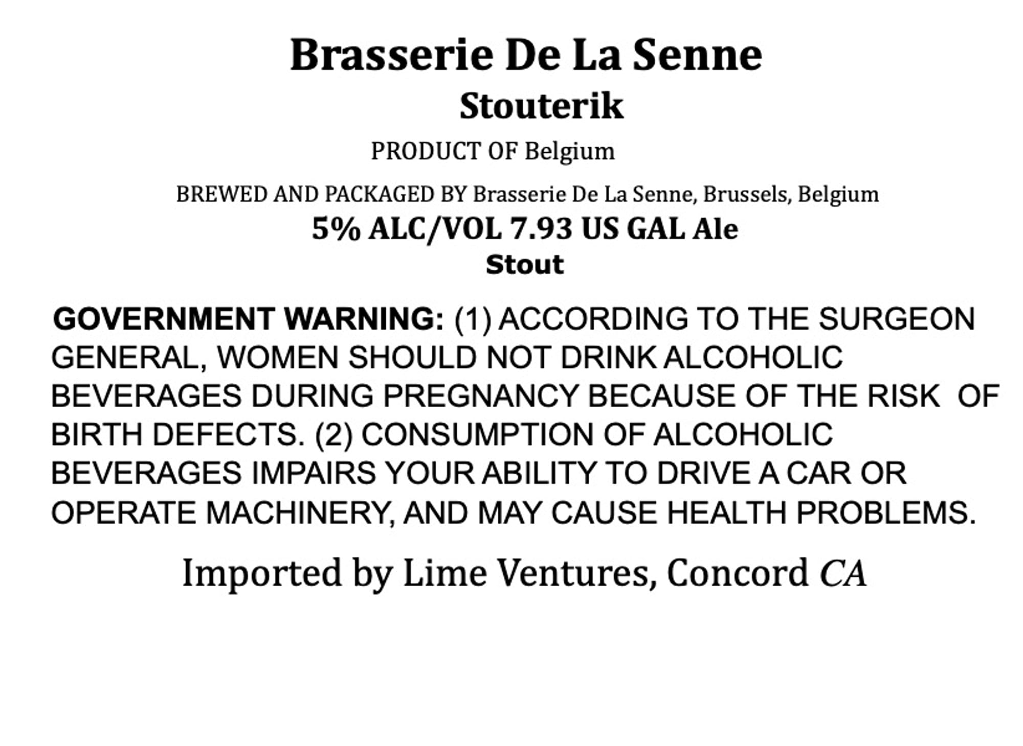 Stouterik by Brasserie De La Senne - beer label