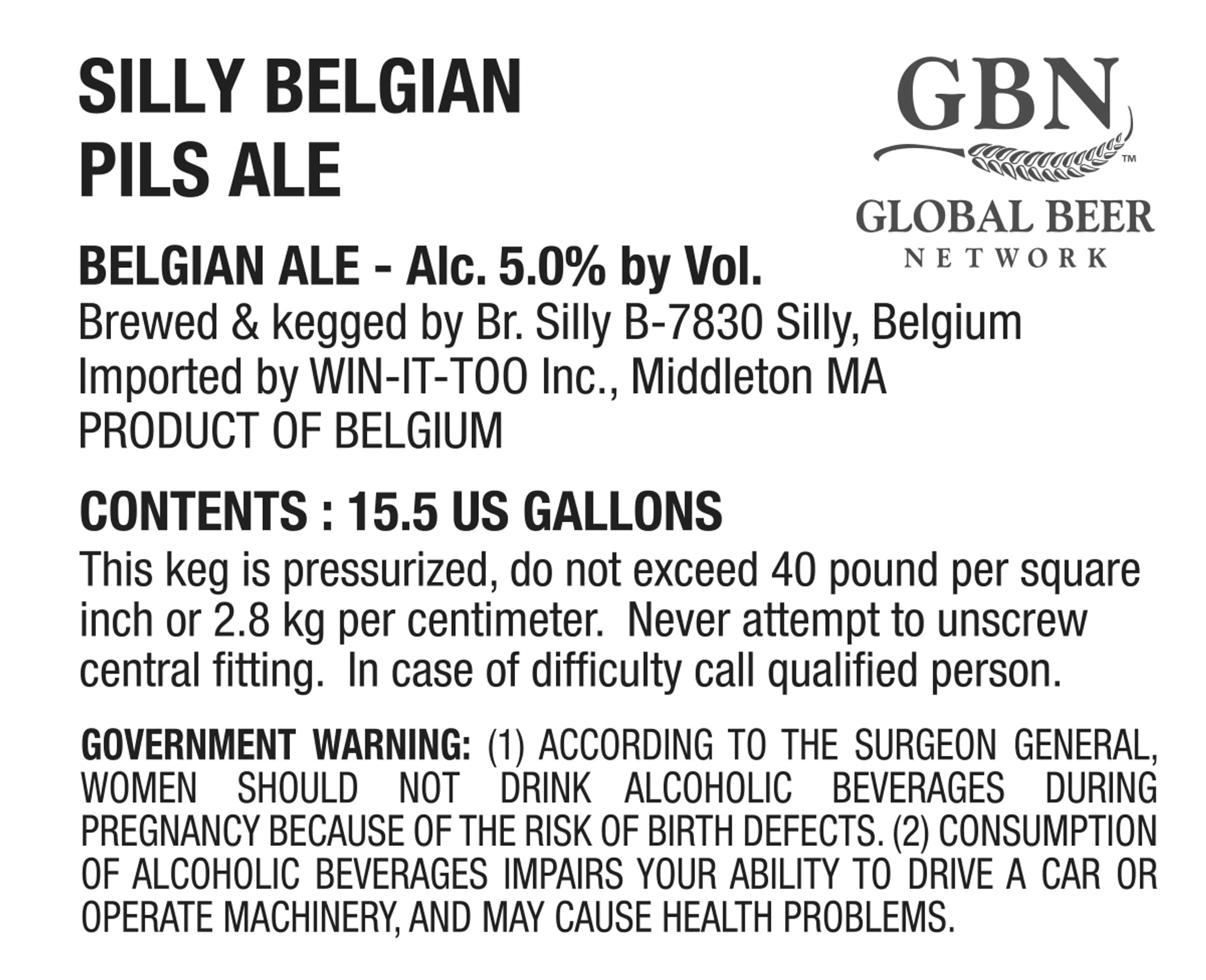 Silly Belgian Pils Ale by Br. Silly - beer label