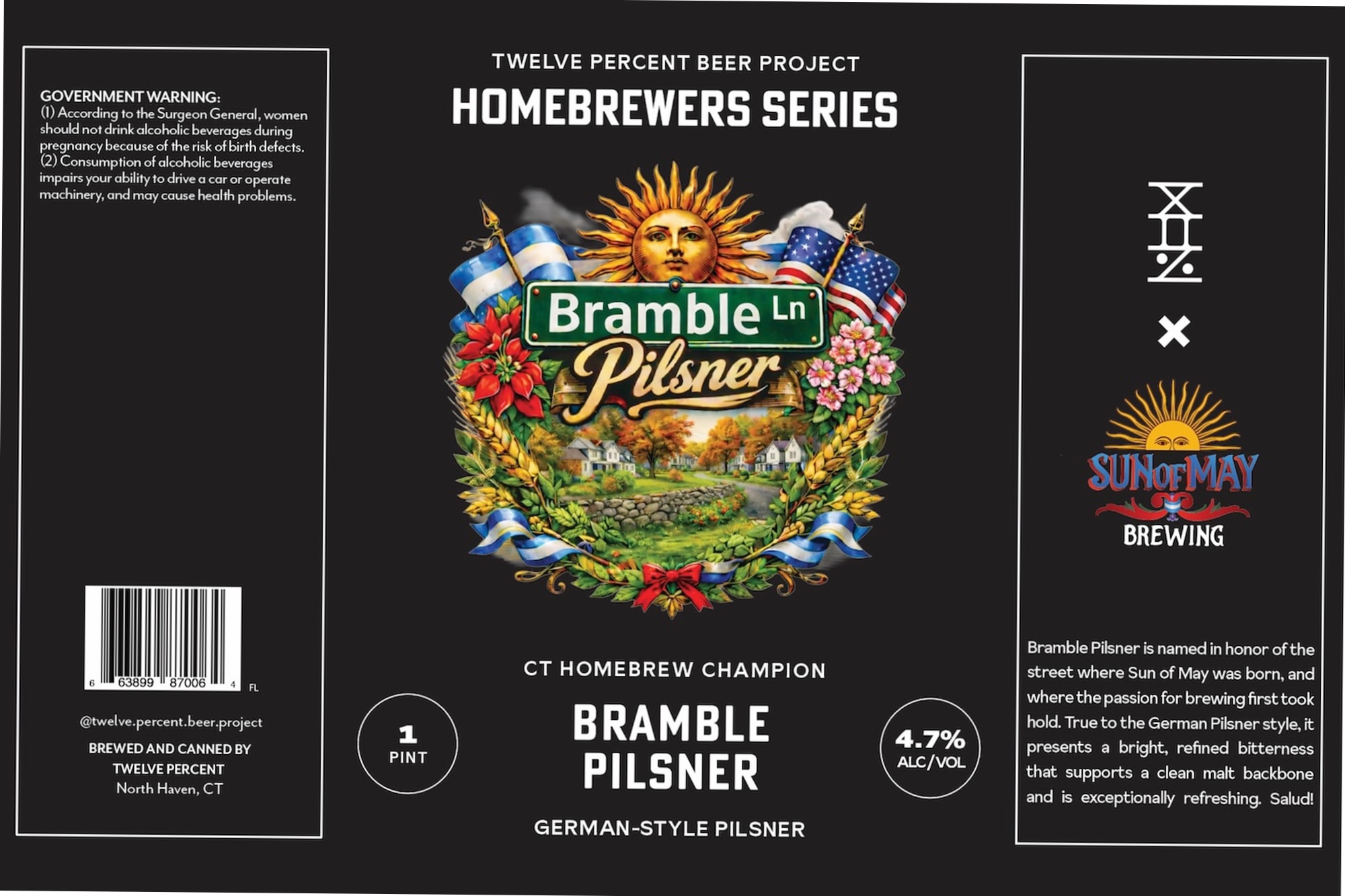 Bramble Pilsner by Twelve Percent Beer Project / Sunotmay Brewing - beer label