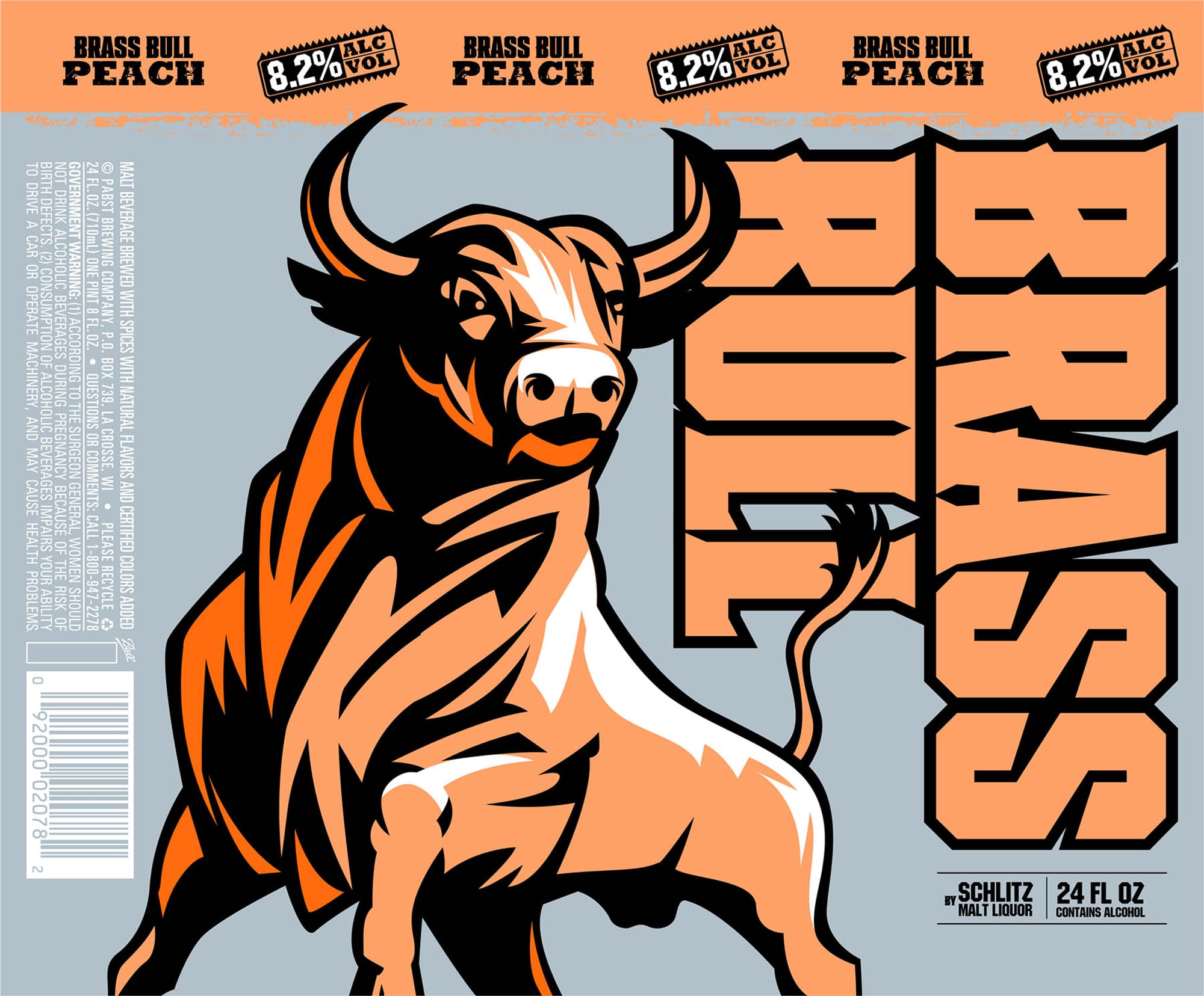 Brass Bull Peach by Schlitz - beer label
