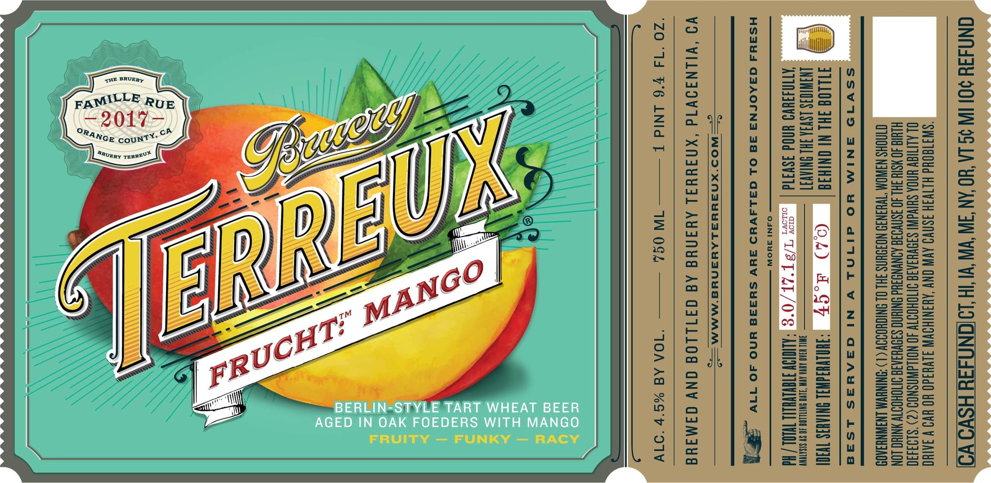 Terreux Bruin Mango by Brasserie de la Famille Rue - beer label