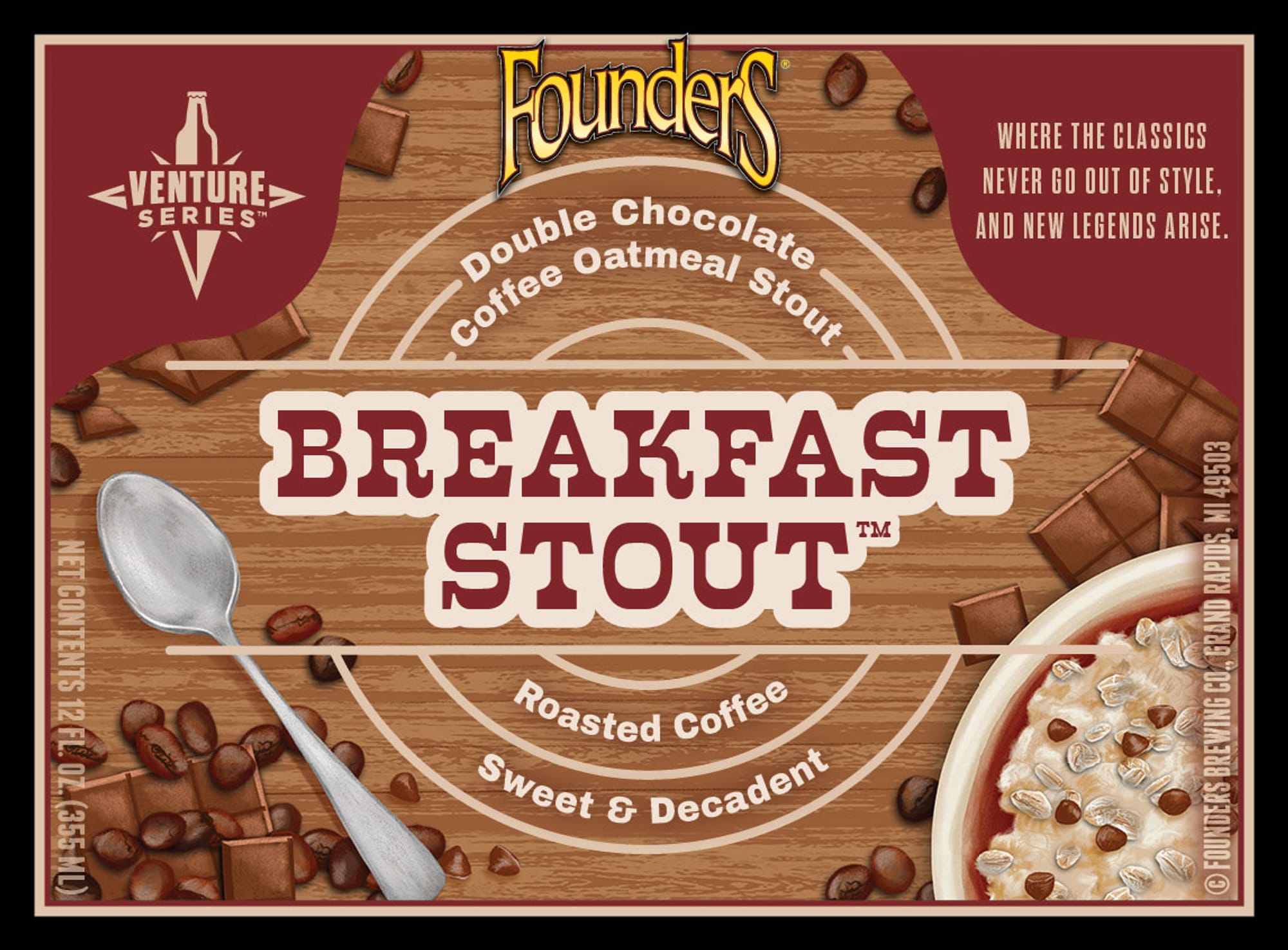 Breakfast Stout by Founders Brewing Co. - beer label