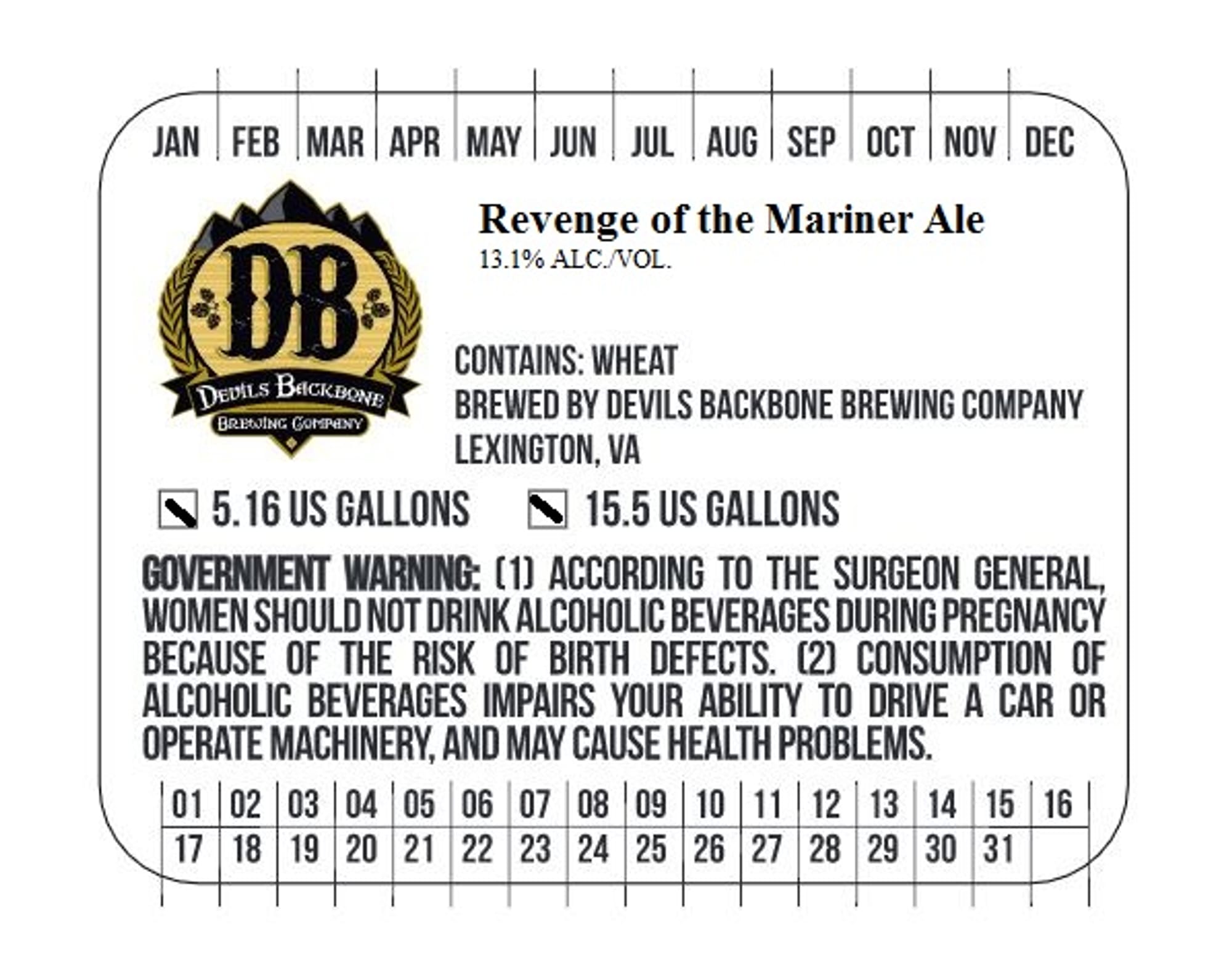 Revenge of the Mariner Ale by Devils Backbone Brewing Company - beer label