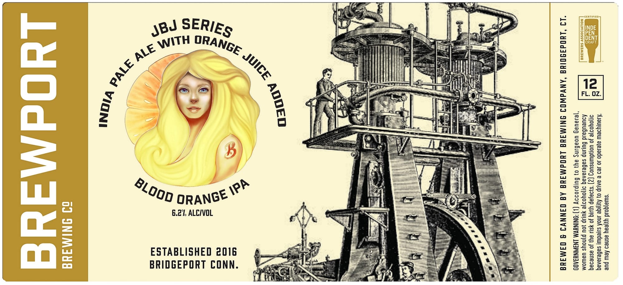 Blood Orange IPA by Brewport Brewing Co. - beer label