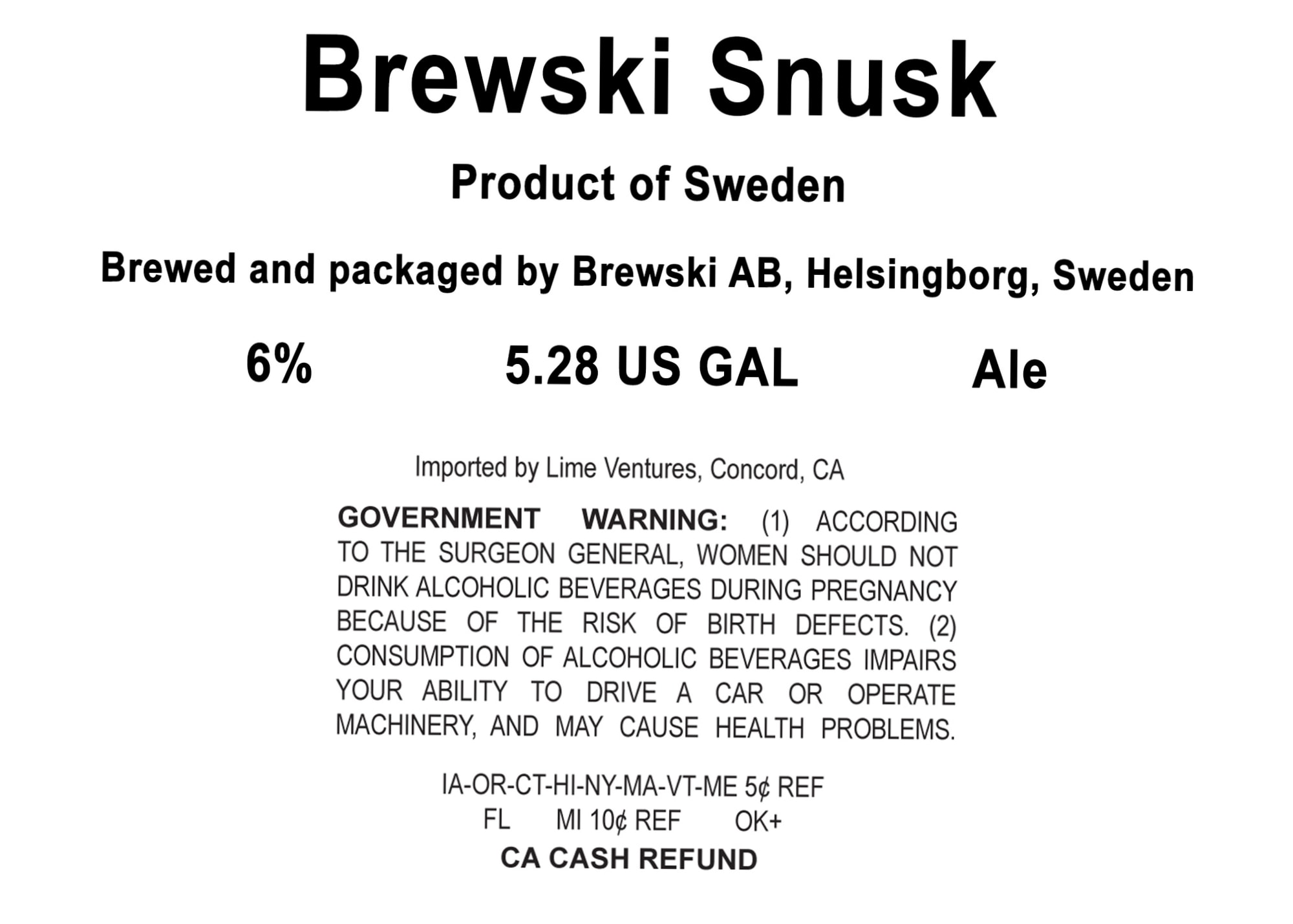 Brewski Snusk by Brewski AB - beer label