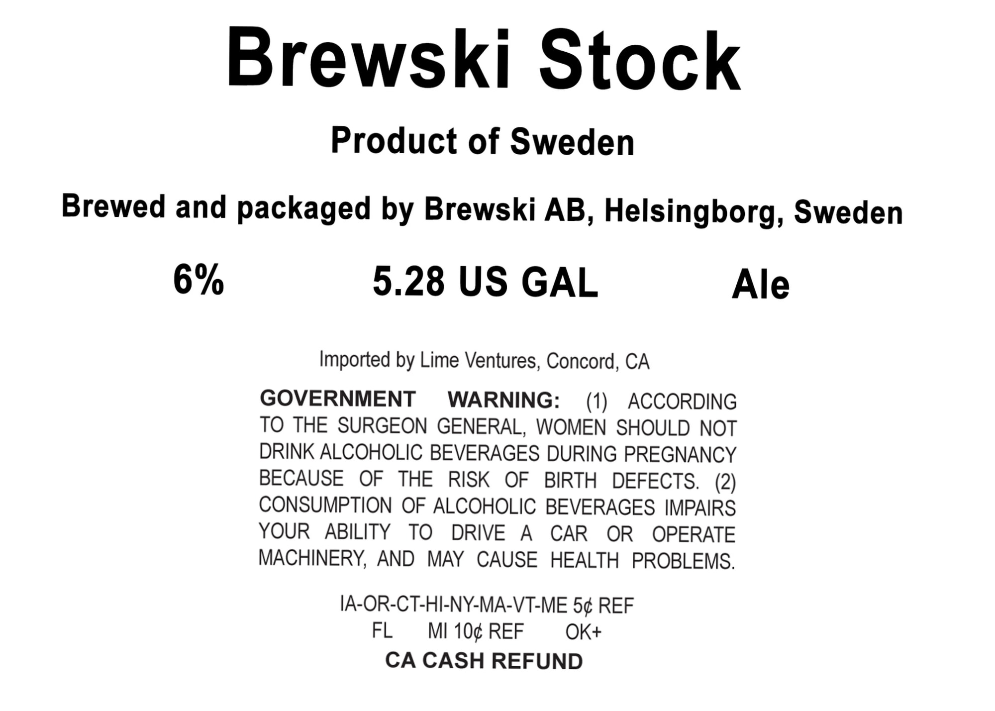 Brewski Stock by Brewski AB - beer label