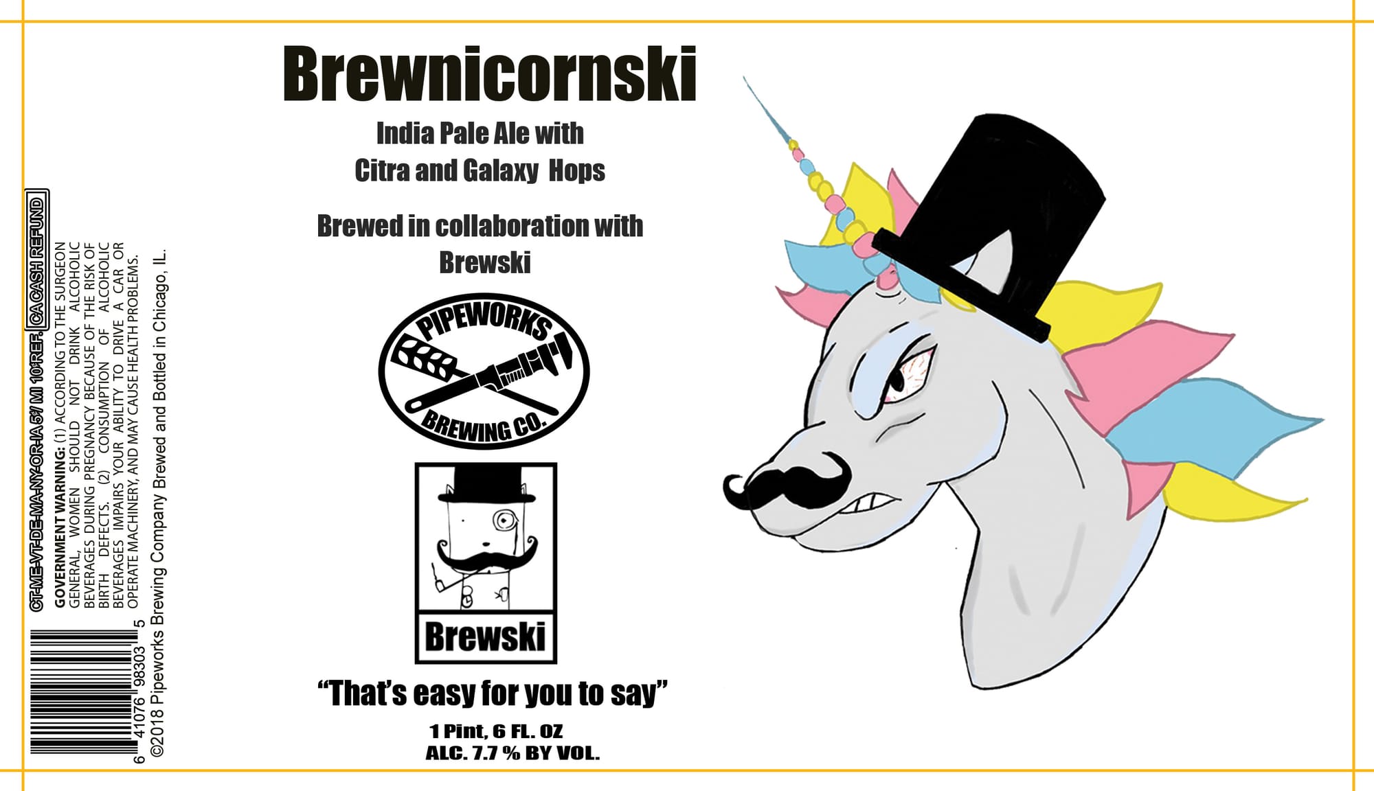 Brewnicornski by Pipeworks Brewing Co. - beer label