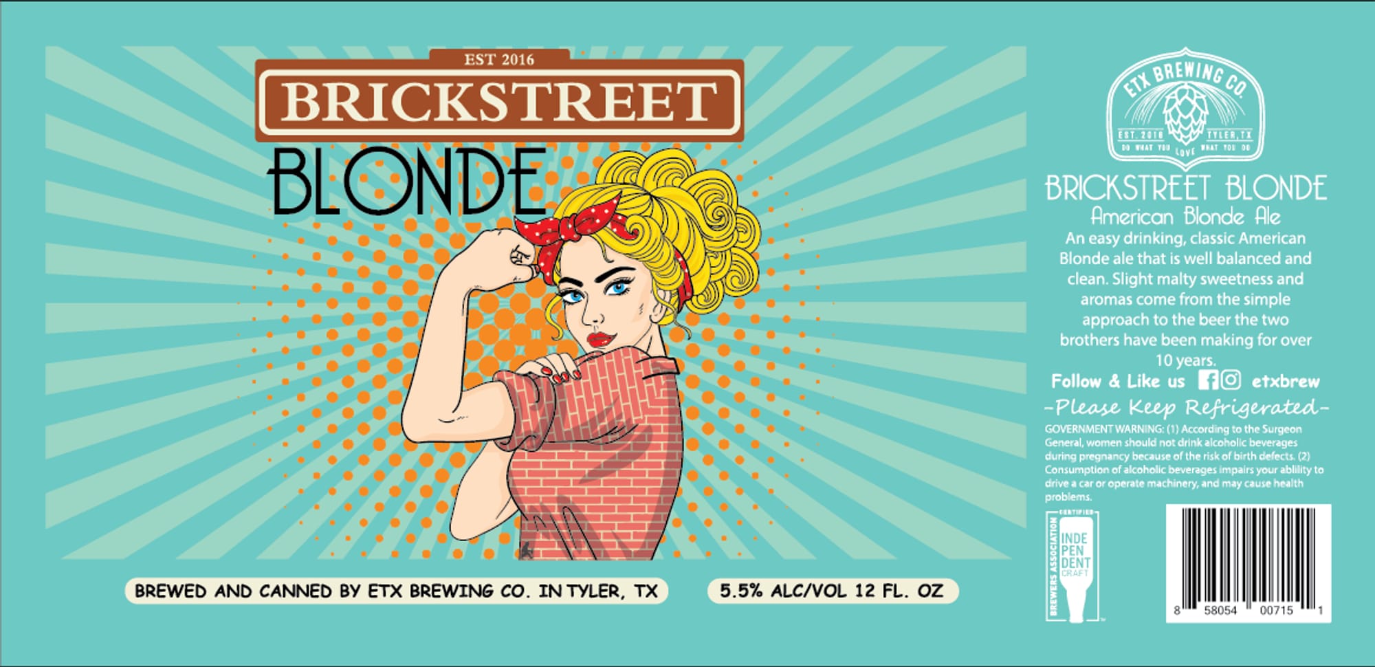 Brickstreet Blonde by ETX Brewing Co. - beer label