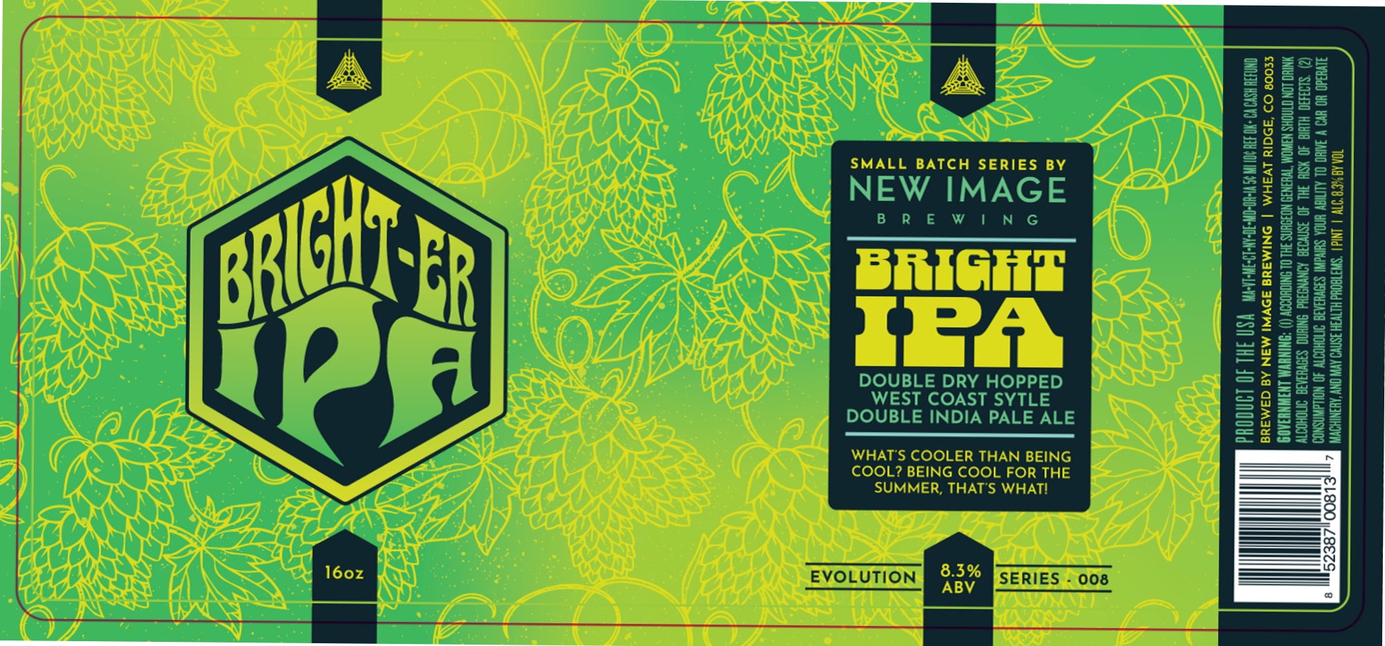 Bright-er IPA by New Image Brewing - beer label