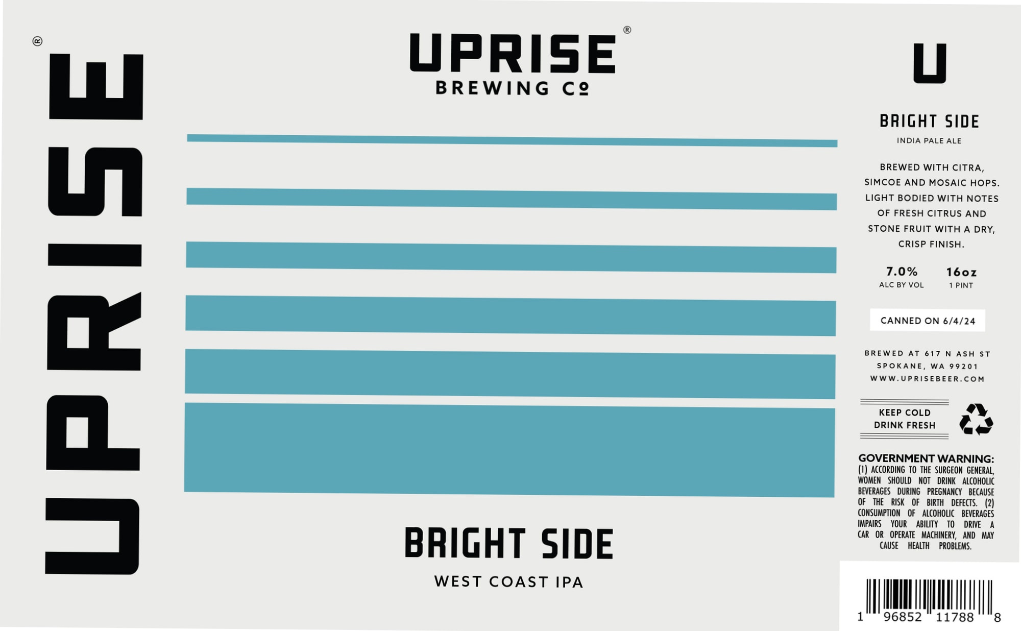 Bright Side by Uprise Brewing Co. - beer label