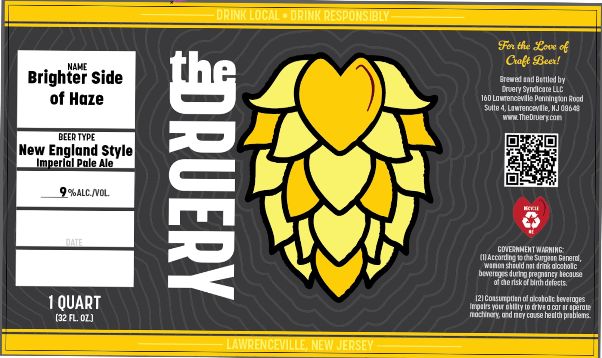 Brighter Side of Haze by The Drury Syndicate - beer label