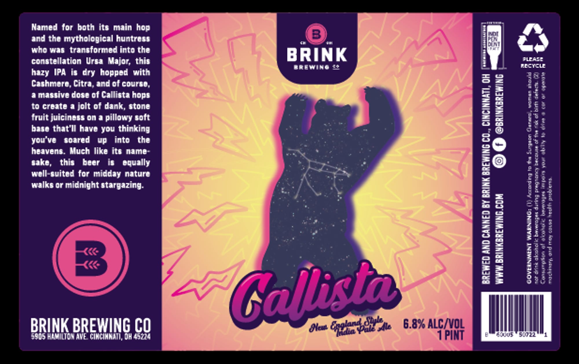 Callista by Brink Brewing Co. - beer label