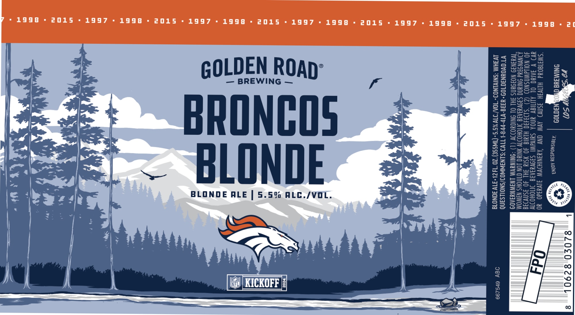 Broncos Blonde Ale by Golden Road Brewing - beer label