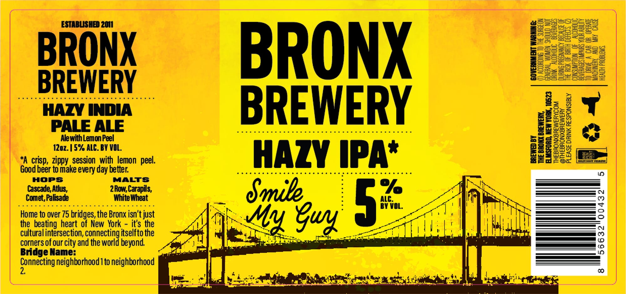 Hazy IPA by Bronx Brewery - beer label